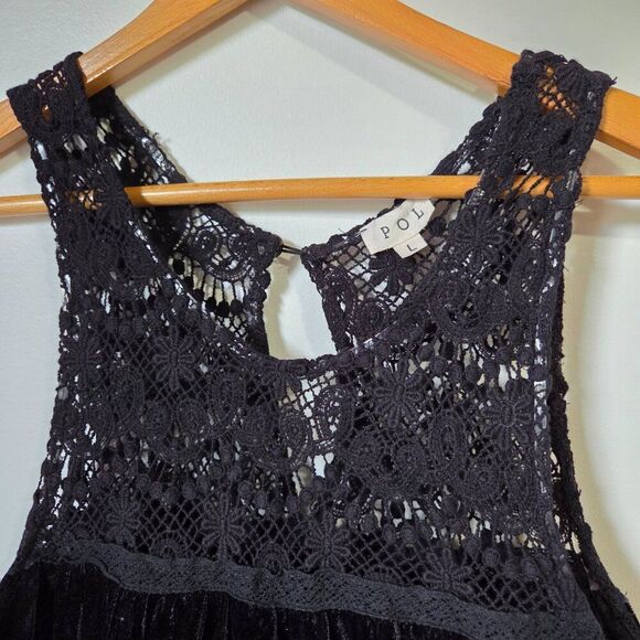 EUC LPOL BLACK VELVET AND LACE SWING STYLE TANK TOP SIZE L - Picture 6 of 16